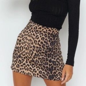 M Boutique Leather Cheetah Mini Skirt